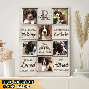 Custom Photo Dog Memorial Canvas , Personalized Pet Loss Gifts