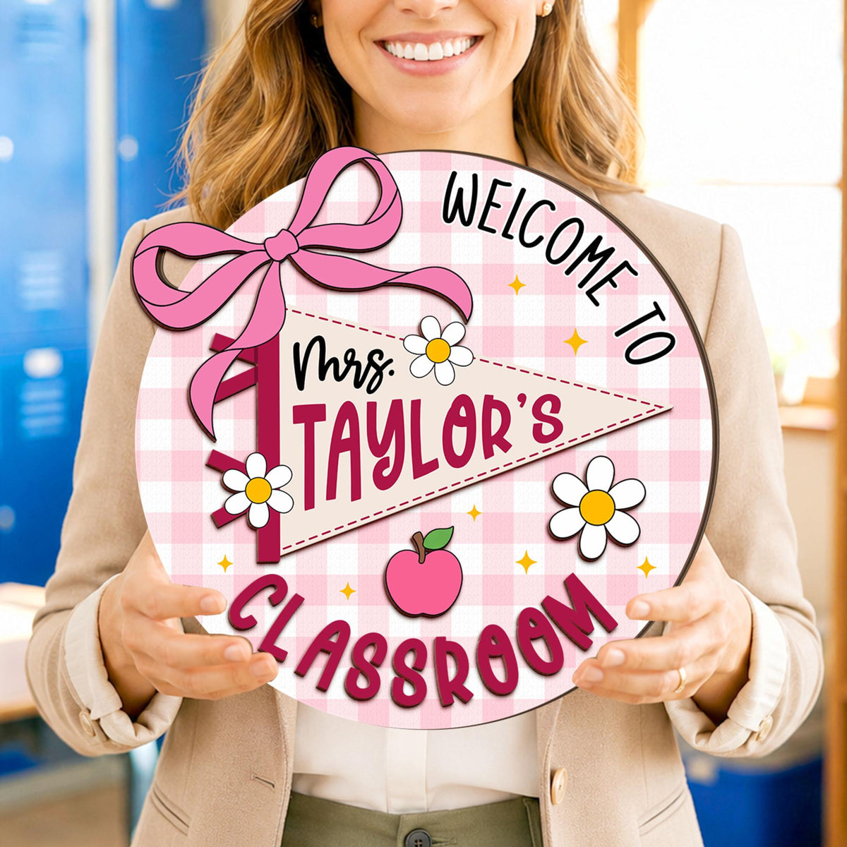 Personalized Teacher Name Door Sign, Custom Teacher Pennant Flag Sign, Teacher Door Hanger, New Teacher Gifts, Custom 3D Teacher Name Sign 005ce72c-1d71-4779-b0b7-1c5fc2d96335-10.jpg