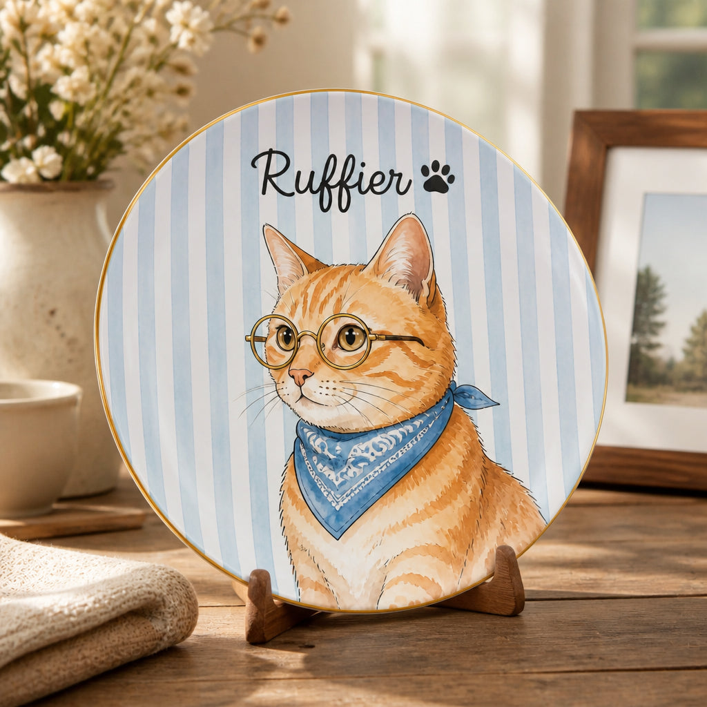 Custom Pet Portrait Ceramic Plate – Watercolor Cameo with Name - Personalized Personalized Ceramic Plate 00698053-9d73-4169-8592-be021c32e08f.jpg