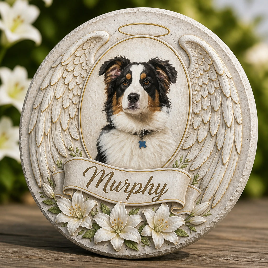 Angel Wings Pet Memorial Stone – Custom Pet Portrait & Name - Personalized Memorial Stone 0069b93f-9ee2-4d32-a64b-8ad891005f79.jpg