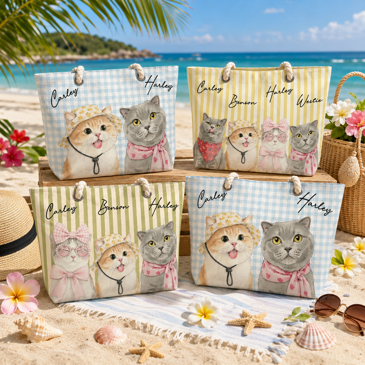 Beachside Kitties - Personalized Beach Bag - Summer Gift For Cat Lovers 006aa943-e115-428d-943a-58bd967a4ec5-1.png