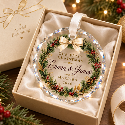 First Christmas Married Ornament 2026, Personalized Newlywed Wedding Gift, Custom Couple Keepsake 00777c91-1dbf-4832-8b57-5d6bf1eecd71-0b60a43a-3c43-4954-812f-e2ec5067a0e4.png