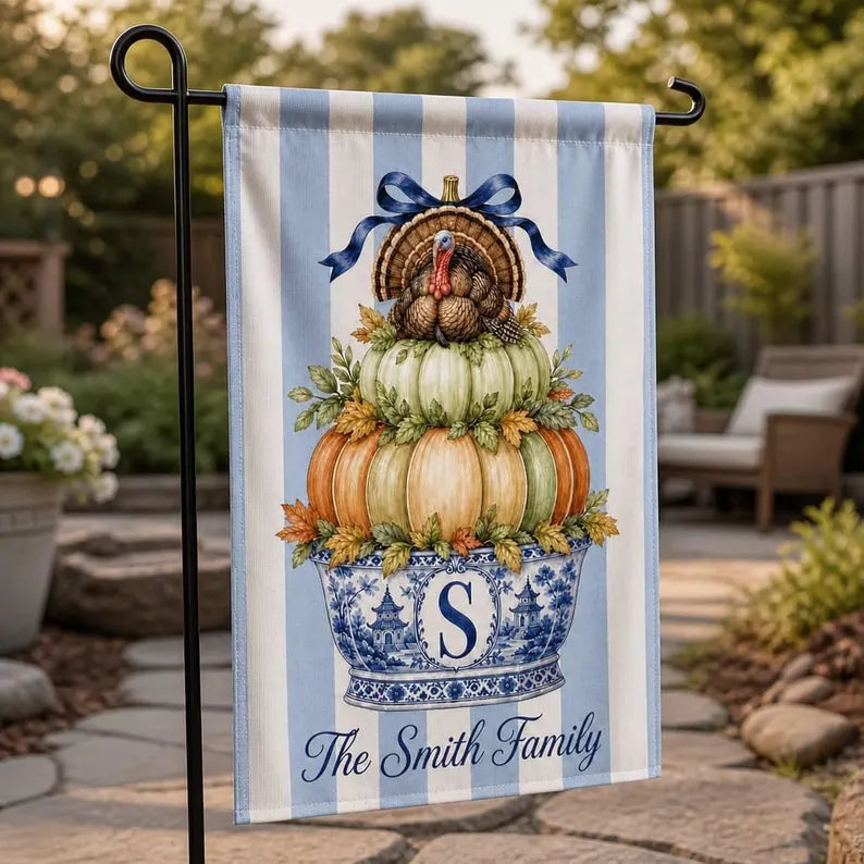Custom Thanksgiving Chinoiserie Garden Flag: Monogram Pumpkin with Turkey 007ee72a-350e-49ef-9196-5d29e6569cde-ghghgh-6-.webp