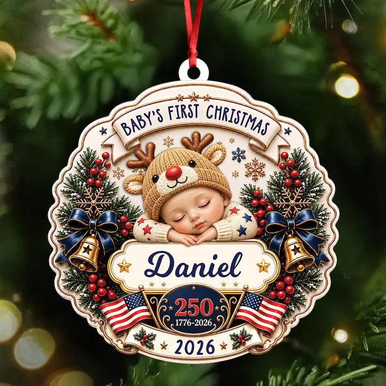 Personalized Baby First Christmas Ornament, Custom Name 1776-2026 Keepsake, 3D Relief Print 00843bb1-111c-4f87-b08e-19531c8c8aa7-fdgfgftgf-2-.webp
