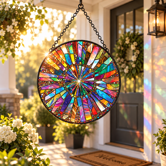 Rainbow Burst Stained Glass Suncatcher, Colorful Window Hanging, Abstract Glass, Boho Home Decor, Prism Sun Catcher Gift 00b2ba18-fc09-41f8-9450-cc394e2fbc1a-cdd13625-0248-464d-a6de-6aa0c62d4897.png
