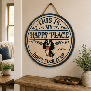 Dog Owner Happy Place Round Wood Sign – Custom Pet Cartoon & Name - Personalized Wood Sign 00c81205-8685-4d4d-9a98-5ec632356eeb.jpg