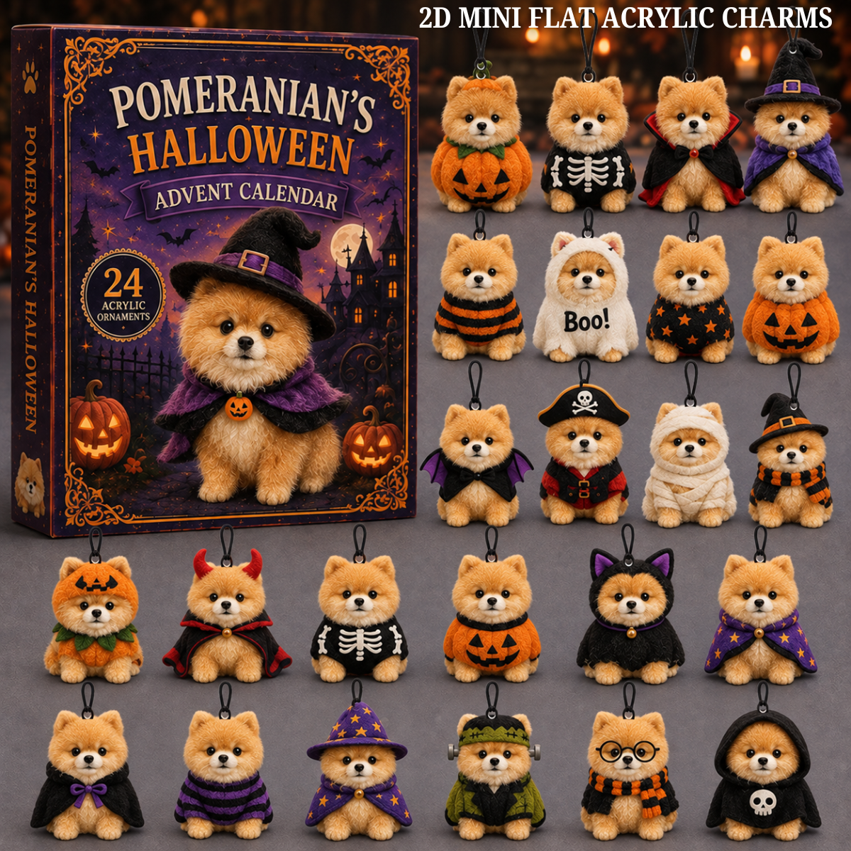 Spooky Pomeranian Advent Calendar 2026 - 24-Day Festive Countdown, Acrylic Charms Blind Box - Gift For Dog Lovers 00cb737b-e65e-4c52-8278-76926af36105-pomeranian-text.png