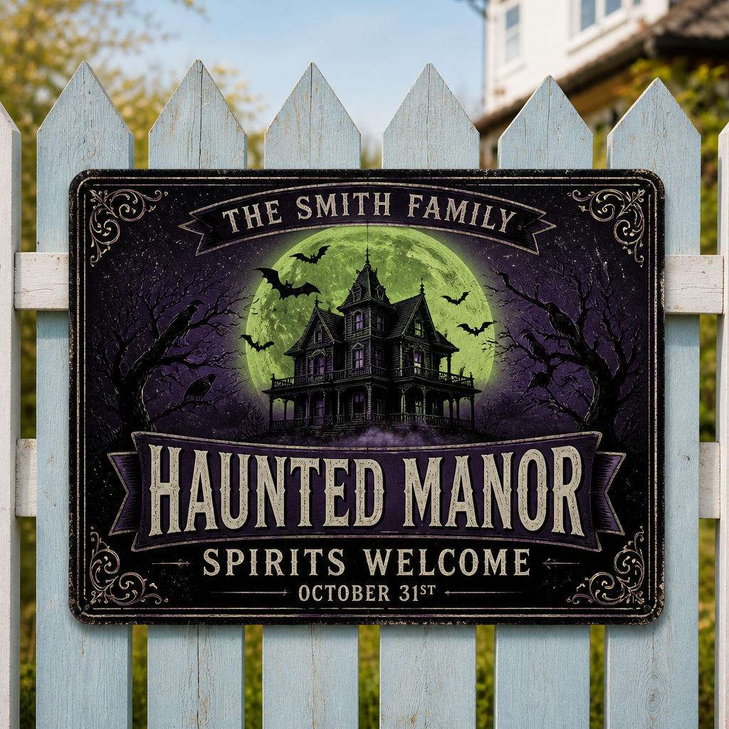 Personalized Haunted Manor Metal Sign – Spirits Welcome - Personalized Metal Sign 00cf0779-d2fc-477a-9d3d-bc0dd3510db7.png