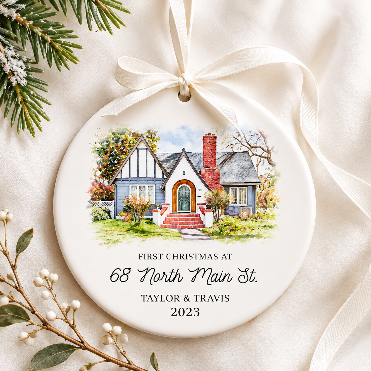 New Home Ornament - Personalized New Home Christmas Ornament - Watercolor Photo Ornament - Custom Photo Ornament 010722c5-0da8-4972-a5f3-98752891ac6f-290a57f9-957c-4087-9a57-e5207523e442.png