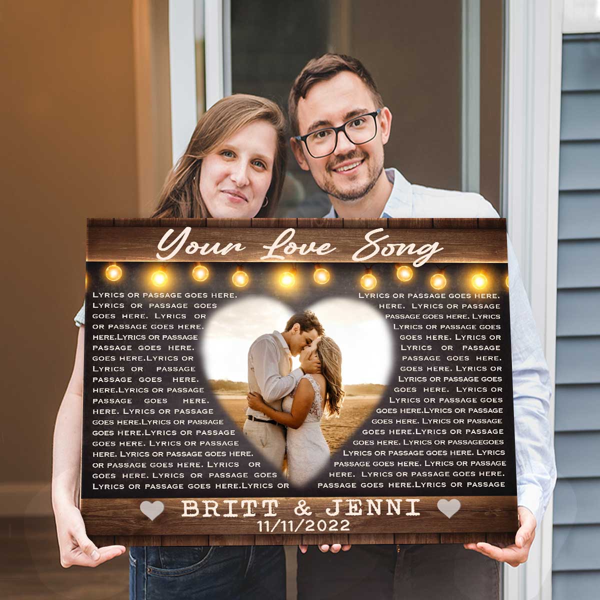 Personalized Photo with Song Lyrics, Wedding Song Lyrics Anniversary Gift, First Dance Lyrics Print, Valentines Day Gift For Wife