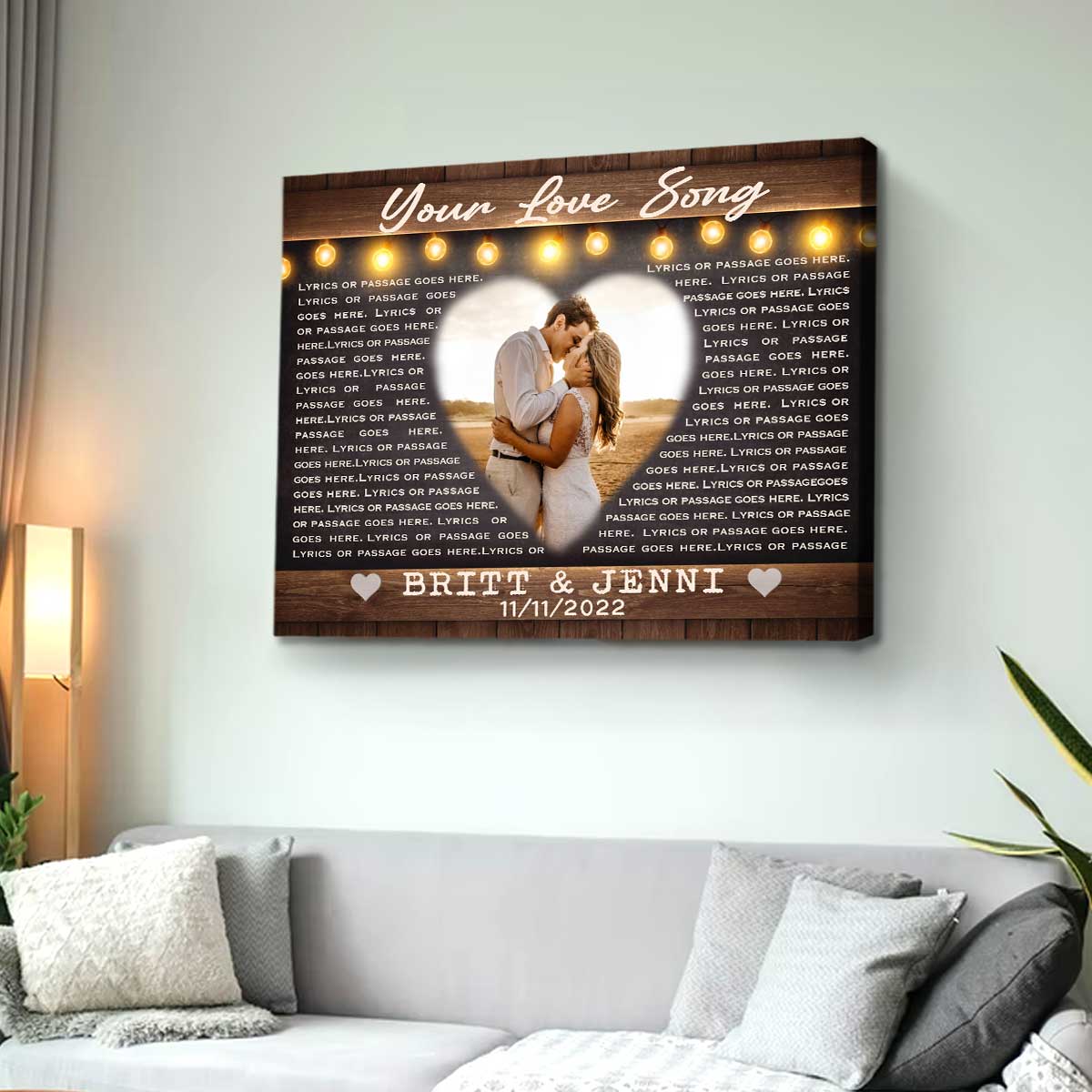 Personalized Photo with Song Lyrics, Wedding Song Lyrics Anniversary Gift, First Dance Lyrics Print, Valentines Day Gift For Wife