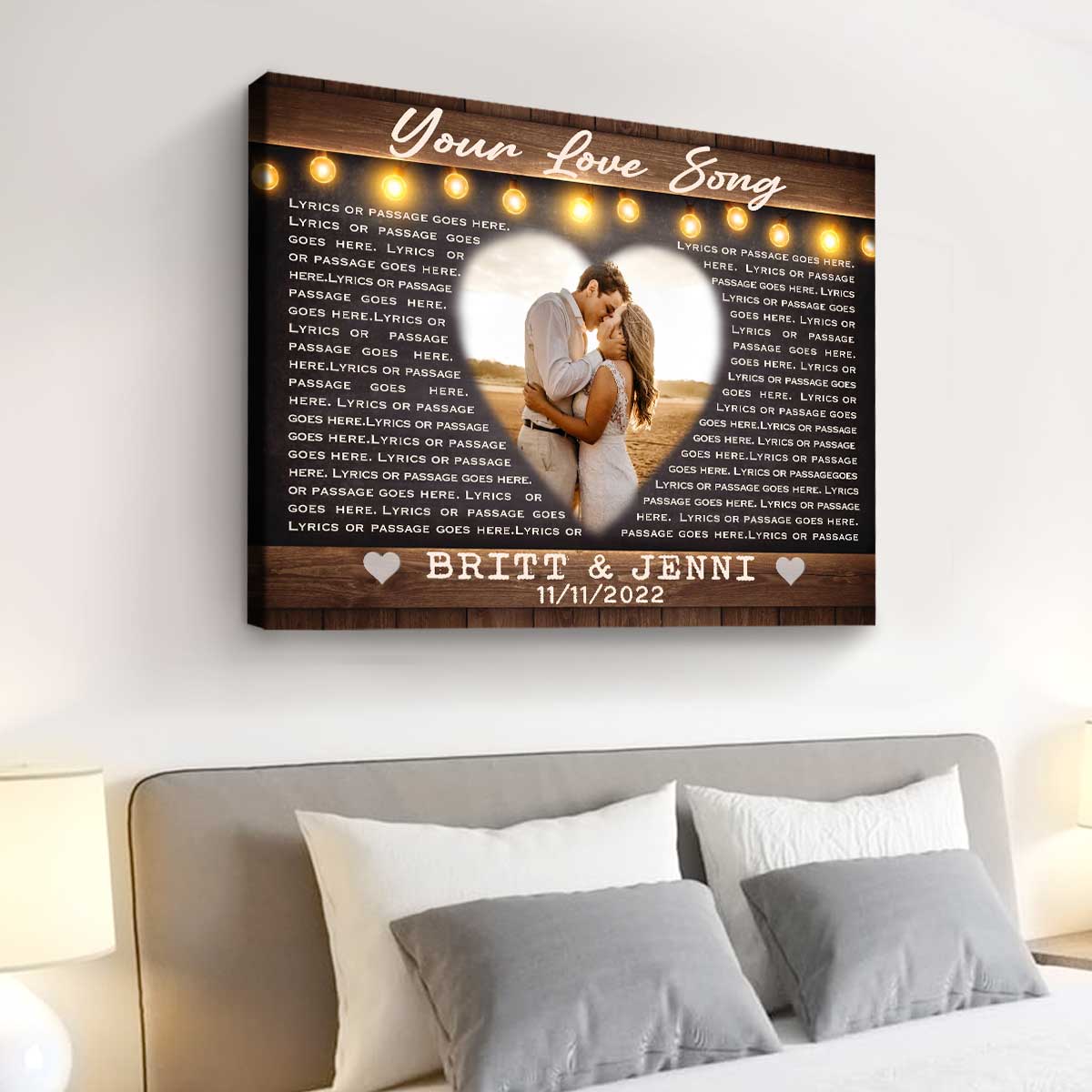 Personalized Photo with Song Lyrics, Wedding Song Lyrics Anniversary Gift, First Dance Lyrics Print, Valentines Day Gift For Wife
