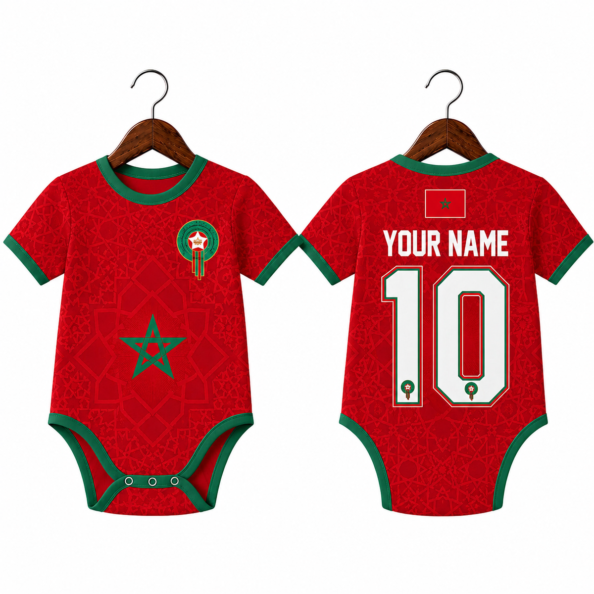 Custom Morocco Baby Bodysuit, Personalized Morocco Soccer Onesie, World Cup 2026 Baby Gift, Custom Name Number Outfit