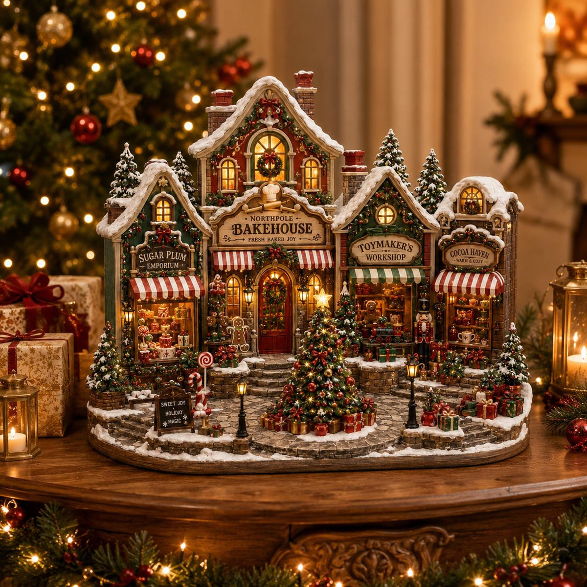 Wooden Christmas Village Block, Illuminated Victorian Town Scene, Holiday Mantel Decor, Winter Home Accent, Housewarming Gift Idea 0164a1ab-a135-40ce-989b-be0618a49909-6.jpg