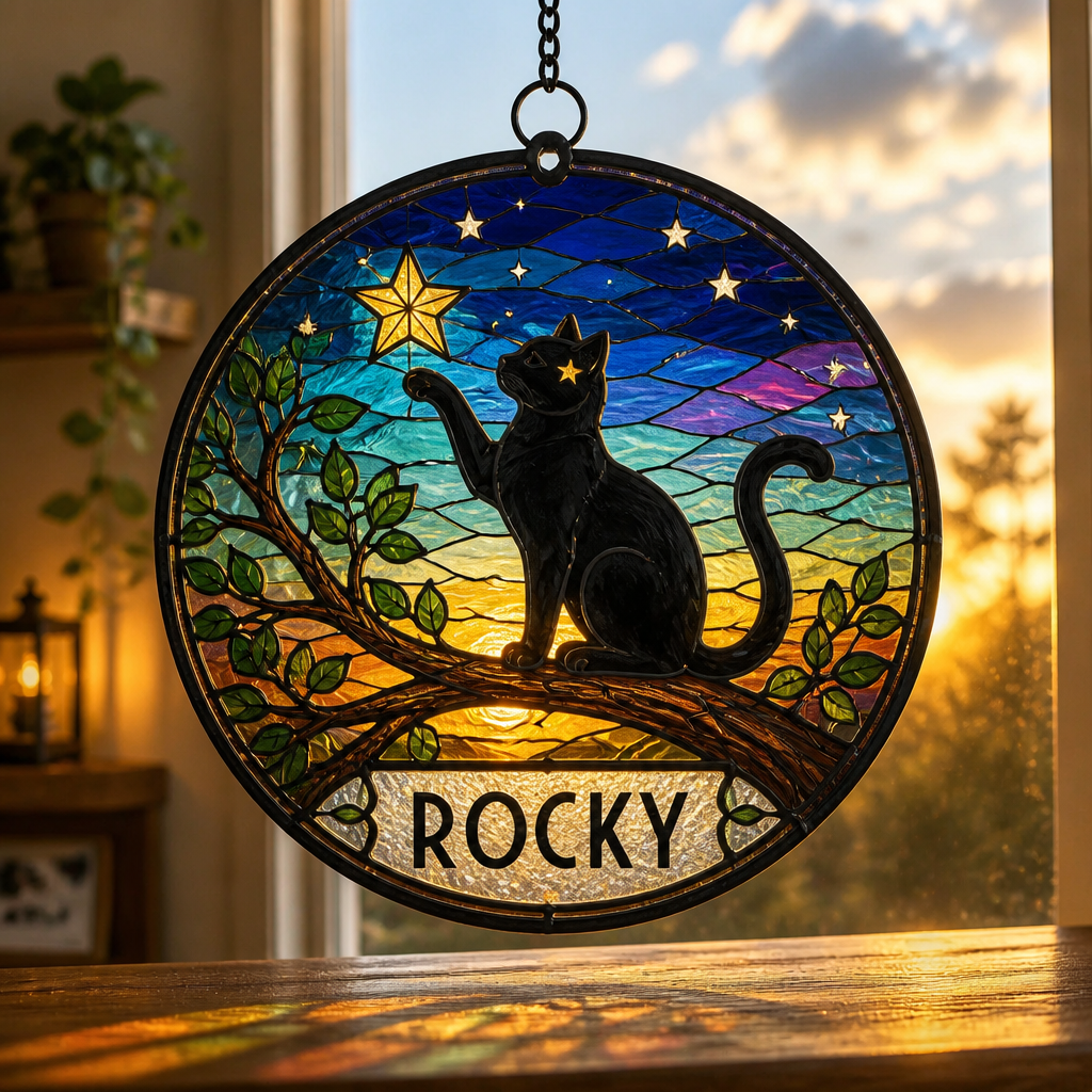 Personalized Cat Stained-Glass Suncatcher – Name - Personalized Suncatcher Stained Glass 0171b72d-6930-49a6-9708-a2dcf427bb32.png