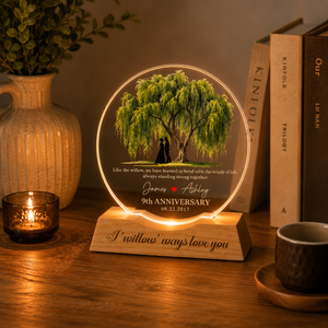 9th Anniversary Gift, Personalized Willow Tree Night Light, 9th Anniversary Lamp, Romantic Wedding Gift for Couple, Home Decor Gift for Wife