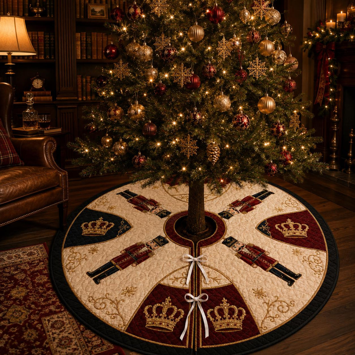 Nutcracker Christmas Tree Skirt, Quilted Holiday Tree Skirt, Royal Red Navy Gold Christmas Decor, Elegant Xmas Home Decor 017bc93e-6ca6-4ba8-aff5-77657b7c4a29-5.jpg