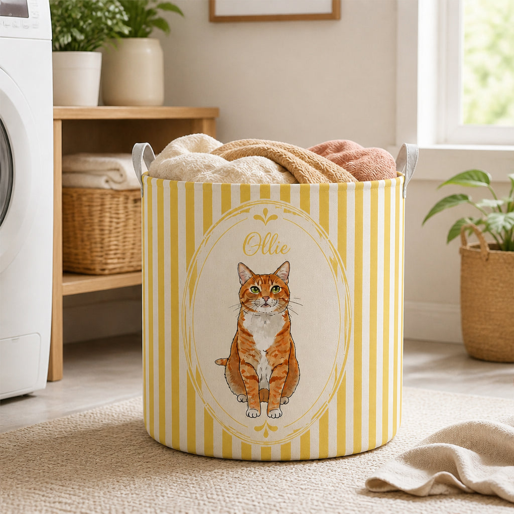 Custom Pet Portrait Laundry Hamper – Watercolor Cameo Wreath - Personalized Storage Bag 019fb9ad-7827-49d0-a2b2-a6590f16f70d.jpg