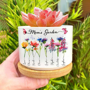 Personalized Grandpa's Garden Outdoor Flower Pot With Grandkids Name and Birth Flower For Father's Day