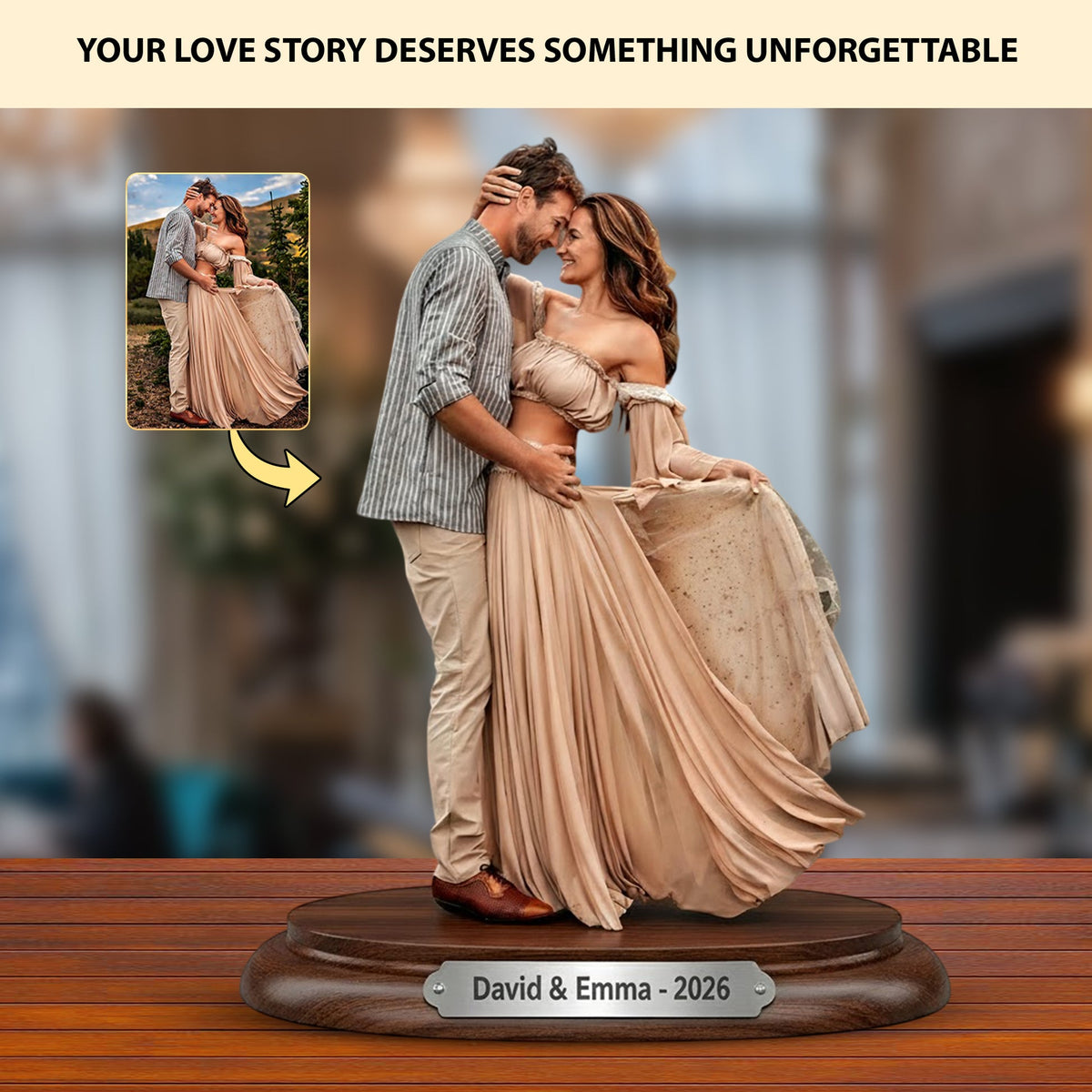 Forever Us Personalized Couple Photo Acrylic Plaque Custom Photo Valentine's Day Gift For Couple, Husband, Wife, Boyfriend, Girlfriend