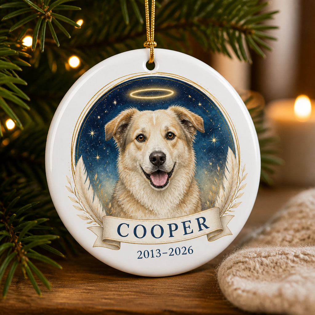 Custom Pet Memorial Angel Ornament – Photo to Art with Name & Years - Personalized Aluminum Ornament 01cc6329-6916-4e95-9f21-976be8ef0d30.jpg