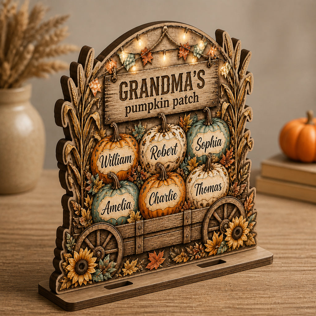 Grandparent's Pumpkin Patch Wagon – Personalized Wood Table Sign - Personalized Wooden custom shape Standing 2 layer (5mm) 01e83529-8880-4d34-92de-fc698f6ed227.jpg