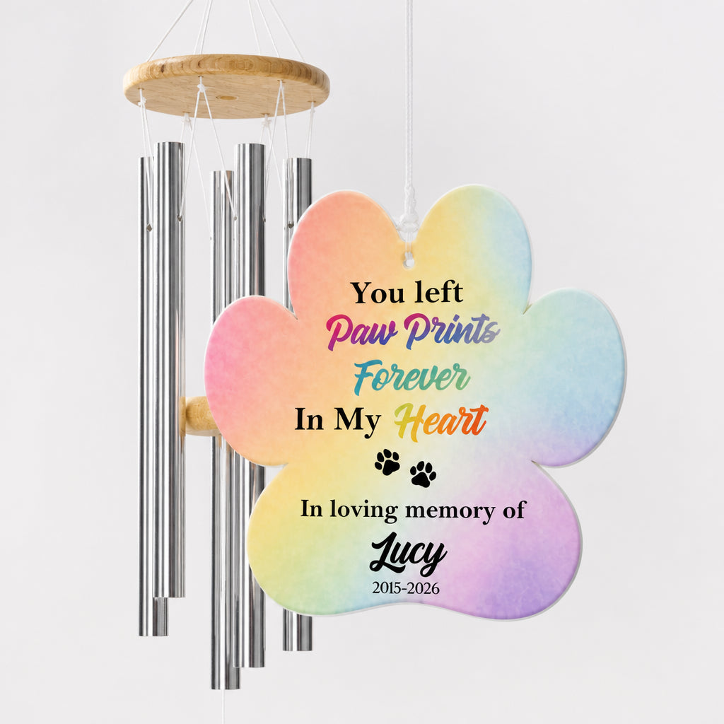 Pet Memorial Wind Chime – You Left Paw Prints In My Heart – Personalized Name & Years - Personalized Windchime 01f3cb95-e56e-410c-9ee7-fb1c55bc3b66.jpg