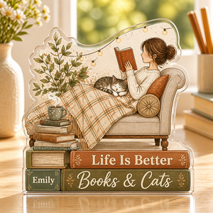 Books & Cats Cozy Reader Acrylic Standee – Personalized Name - Personalized Acrylic Custom shape Standing 1 layer (FS) 024a9479-4978-4807-8564-76dec3c1d500.png