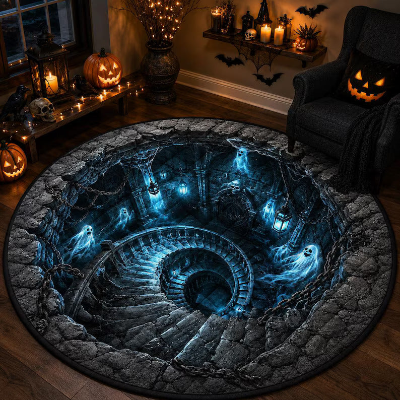 Halloween Quilted Round Rug, 3D Glowing Ghost Spiral Staircase Circle Area Rug, Spooky Dungeon Pit Floor Mat, Dark Gothic Home Decor 025043c9-d6c2-41c0-867e-02e3a2d409a9-g-1-.jpg