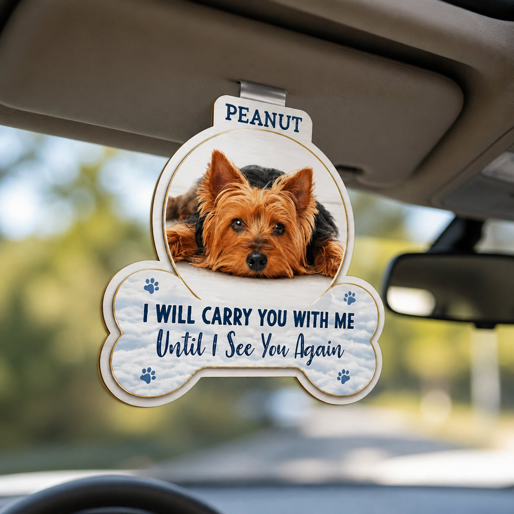Pet Memorial Car Visor Clip – Carry You With Me (Photo + Name) - Personalized Car Visor Clip 025be362-8095-4992-9b0d-017c5bd81267.jpg