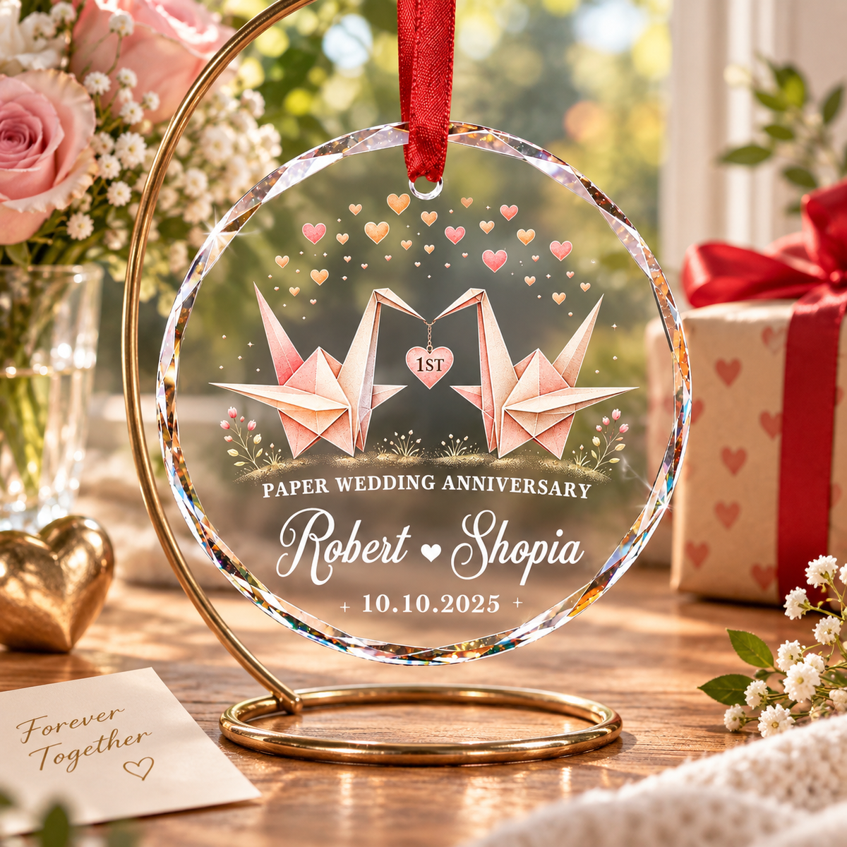 Personalized First Anniversary Ornament, 1st Anniversary Gift, Paper Wedding Anniversary Ornament, 1st Anniversary Gift for Husband Wife 029a5b0a-8cc2-487d-988d-952c27634a5f-b2b49535-560f-4cbb-90e6-37be5f675ce5.png