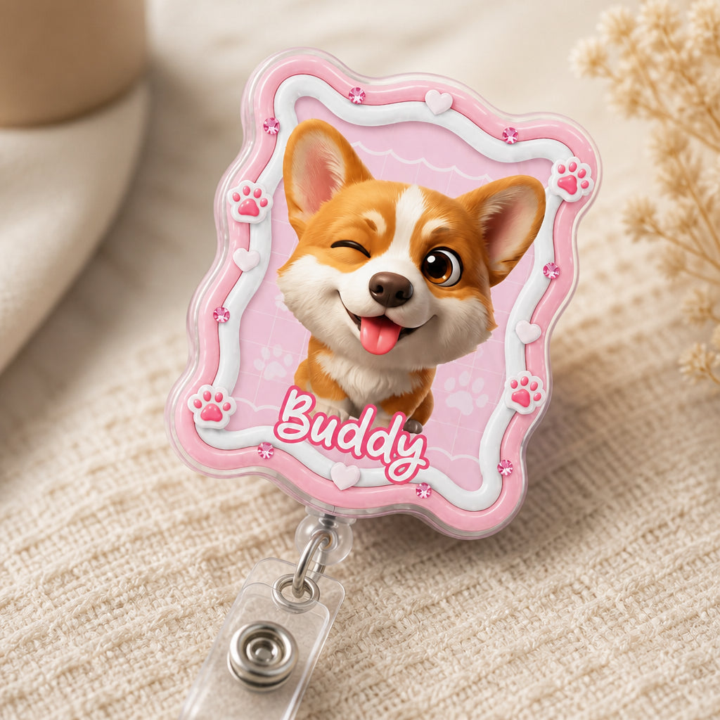 Custom Pet Photo Chibi Badge Reel – Name on Bone Label - Personalized Custom Shape Badge Reel 029c6ccc-4753-4ac1-850b-38c38084070e.jpg