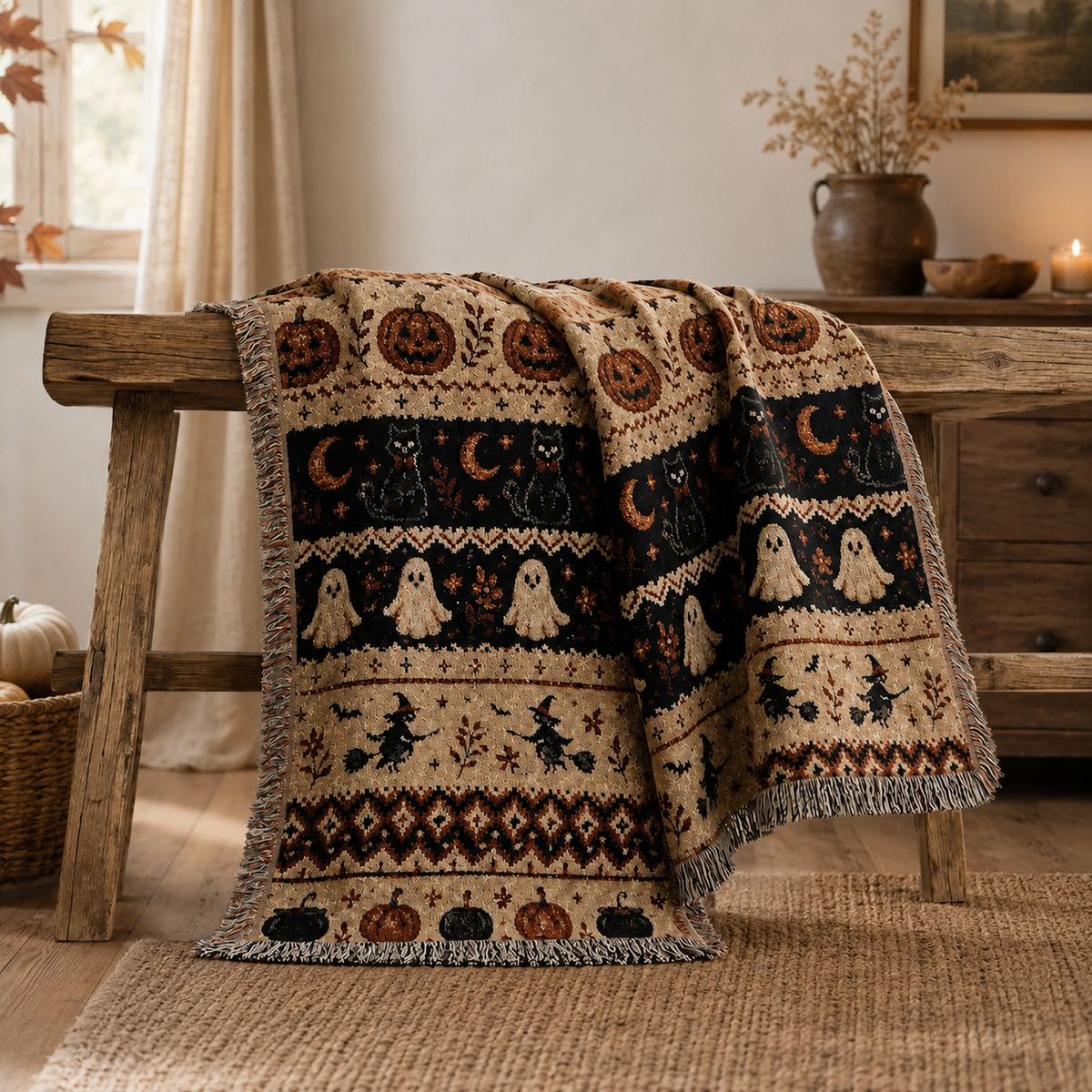Ghost Cat Halloween Woven Blanket, Black Cat Spooky Fall Home Decor, Cozy Autumn Couch Throw, Halloween Decor 02a351b1-a076-4a59-8a64-248cd6f70811-4f31324f-2456-476c-9e4d-deba8f7f1dc1.png