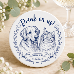 Pet Sketch Wedding Coaster – Drink on us! - Personalized Custom Ceramic Coasters 02b448fc-6315-40db-8573-d6da43f44bc2.png