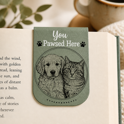 Custom Pet Sketch Magnetic Bookmark — You Pawsed Here - Personalized Magnetic Leather Bookmark 02bda1d3-6437-4e04-bd29-27fc282fddf8.png