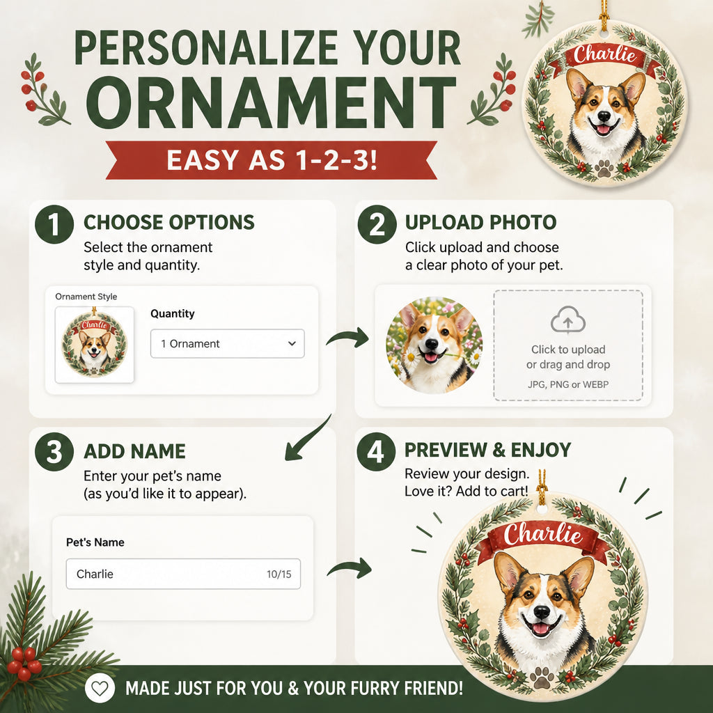 Custom Pet Portrait Name Ornament – Watercolor Wreath - Personalized Ornament 032a63a2-c7e7-4317-96b8-c0c748f3a7f5.jpg