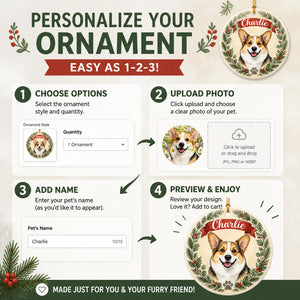 Custom Pet Portrait Name Ornament – Watercolor Wreath - Personalized Ornament 032a63a2-c7e7-4317-96b8-c0c748f3a7f5.jpg