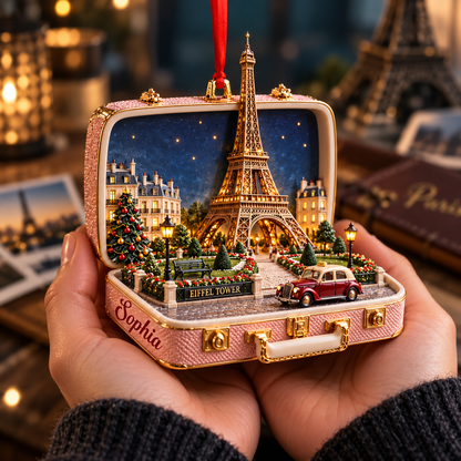 Personalized Eiffel Tower 3D Suitcase Christmas Ornament – Paris Travel Souvenir & Gift for Paris Lovers 032ba2cd-da87-4e18-8c45-6b34a7d40ad0-Blush-Eiffel-Tower-suitcase-ornament-3.png