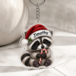 Personalized Raccoon Santa Hat Acrylic Keychain - Personalized Acrylic Keychain 03318e79-2394-4a58-a8ad-44c9f7cc87ac.jpg