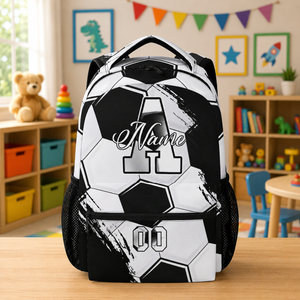 Backpack for Boys - Custom Name Kids Monogram Soccer Backpacks for Youth Soccer Player/School/Primary with Adjustable Straps