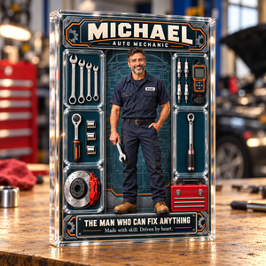 Title: Personalized Auto Mechanic Acrylic Block – Custom Photo & Name Mechanic Figure, Garage Decor & Mechanic Appreciation Gift 03596040-b7a1-49a1-ba70-71f6ae44ebdb-Michael-s-personalized-auto-mechanic-plaque-4.png