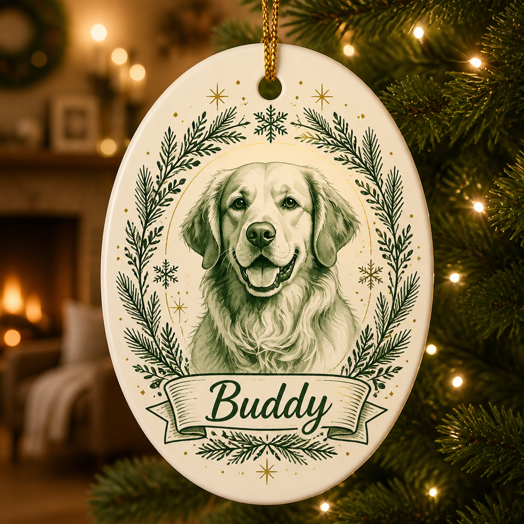 Custom Pet Portrait Ornament • Wreath Banner Edition - Personalized Ornament 03769bc4-aea1-44d2-8309-efbbabd79967.png