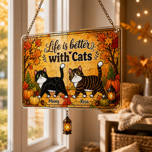Life Is Better With Cats - Autumn Doormat (Upload 2 Pet Photos) - Personalized 1 Layered Suncatcher with Charm 037a0c60-ac57-4126-bd2c-c48d2f887ffa.jpg