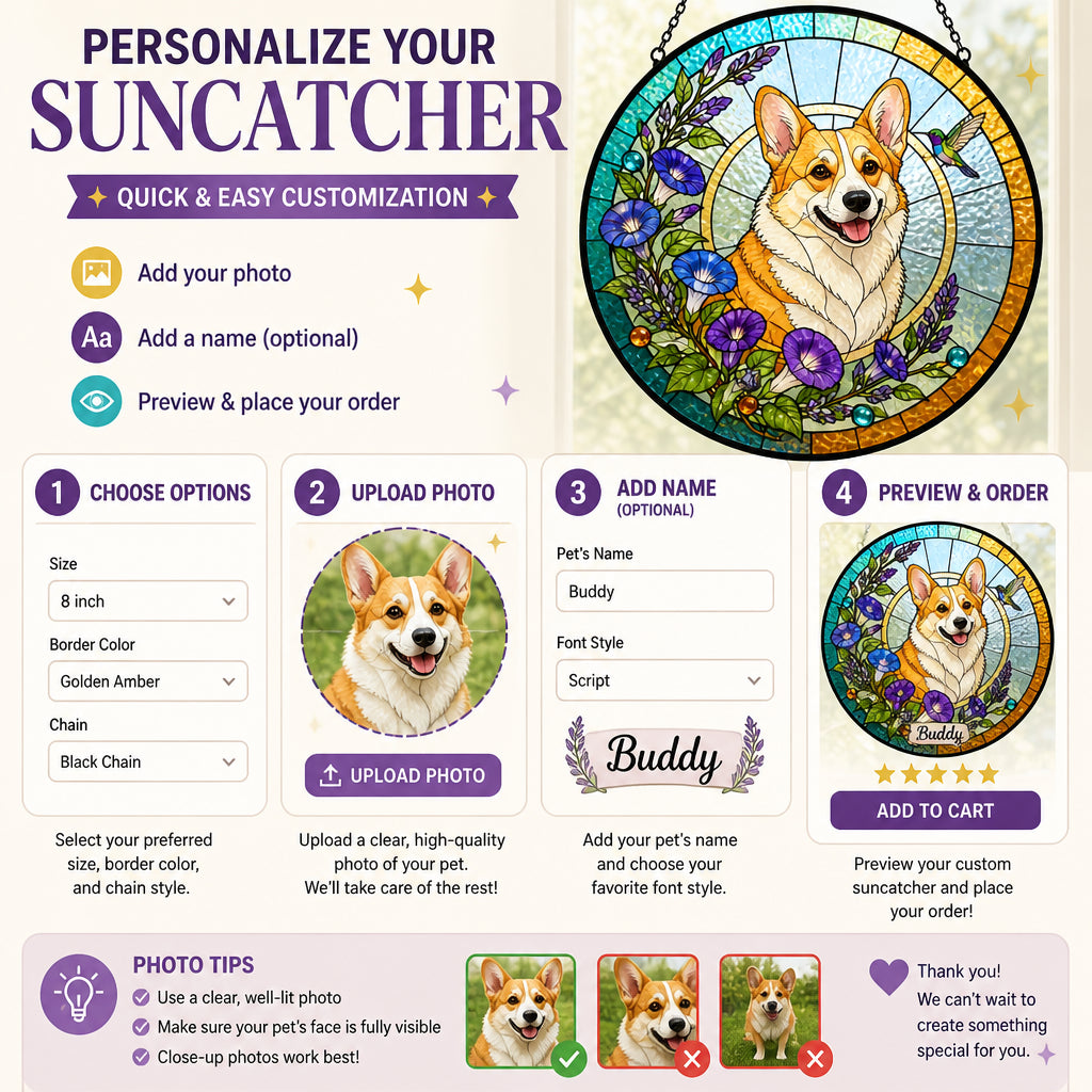 Custom Stained‑Glass Pet Suncatcher – Floral Wreath Edition - Personalized Suncatcher Stained Glass 03921006-6c91-4dfe-8040-606d5de57cb5.jpg