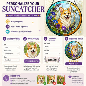 Custom Stained‑Glass Pet Suncatcher – Floral Wreath Edition - Personalized Suncatcher Stained Glass 03921006-6c91-4dfe-8040-606d5de57cb5.jpg