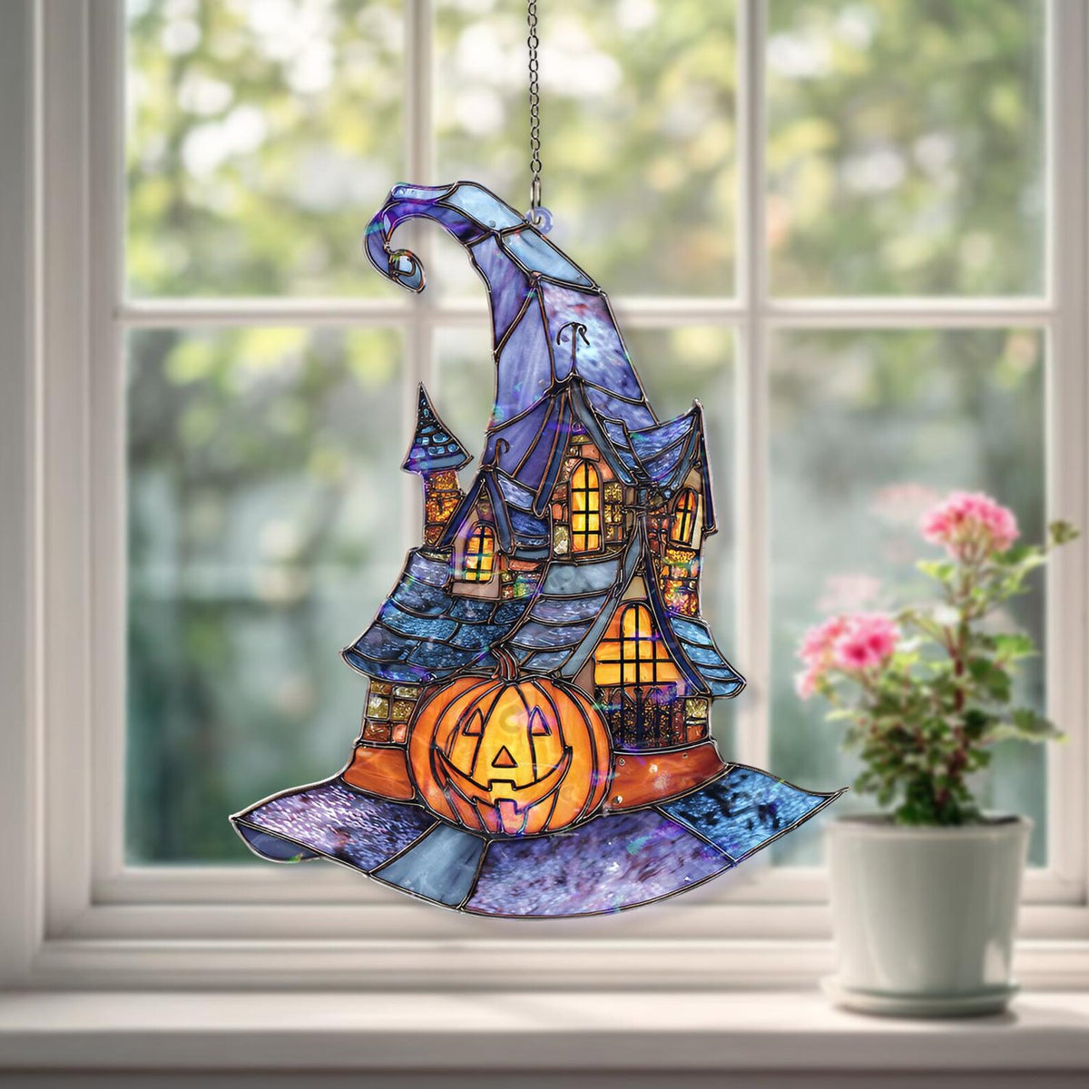 Halloween Haunted House Acrylic Suncatcher, Stained Glass Witch Hat & Pumpkin Window Hanging Decor 039ad1dd-78da-4433-bd66-e6595429a7f3-b6.jpg