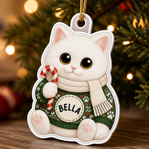 Cozy Cat Sweater Name Ornament - Custom Shape Acrylic - Personalized Laser Cut Custom Shape Ornament 03a1d506-7033-44db-b0cd-aaf9271227ed.jpg