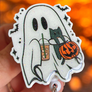 Halloween Badge reel - Coffee Ghost badge reel Retractable badge - Badge topper - ID holder - Spooky Cute ghost - Nurse - Medical - 03a32a5a-b20b-49d4-a7e3-0af89880c7be-4.png
