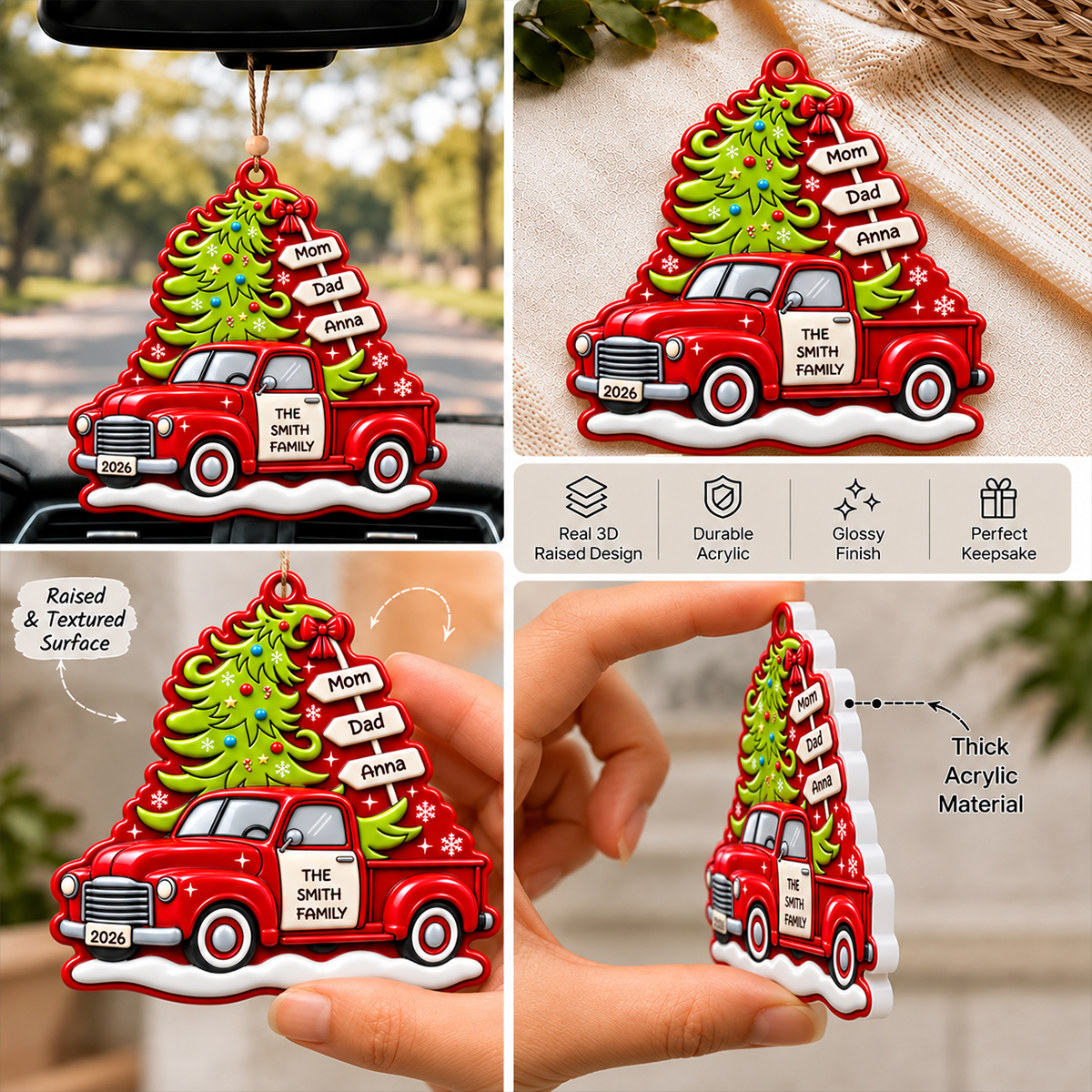 Christmas Tree Red Truck - Personalized 3D Embossed Ornament - Personalized Real 3D Ornament 03b56fe3-844e-47b2-8576-823e66dd54a8-5.png