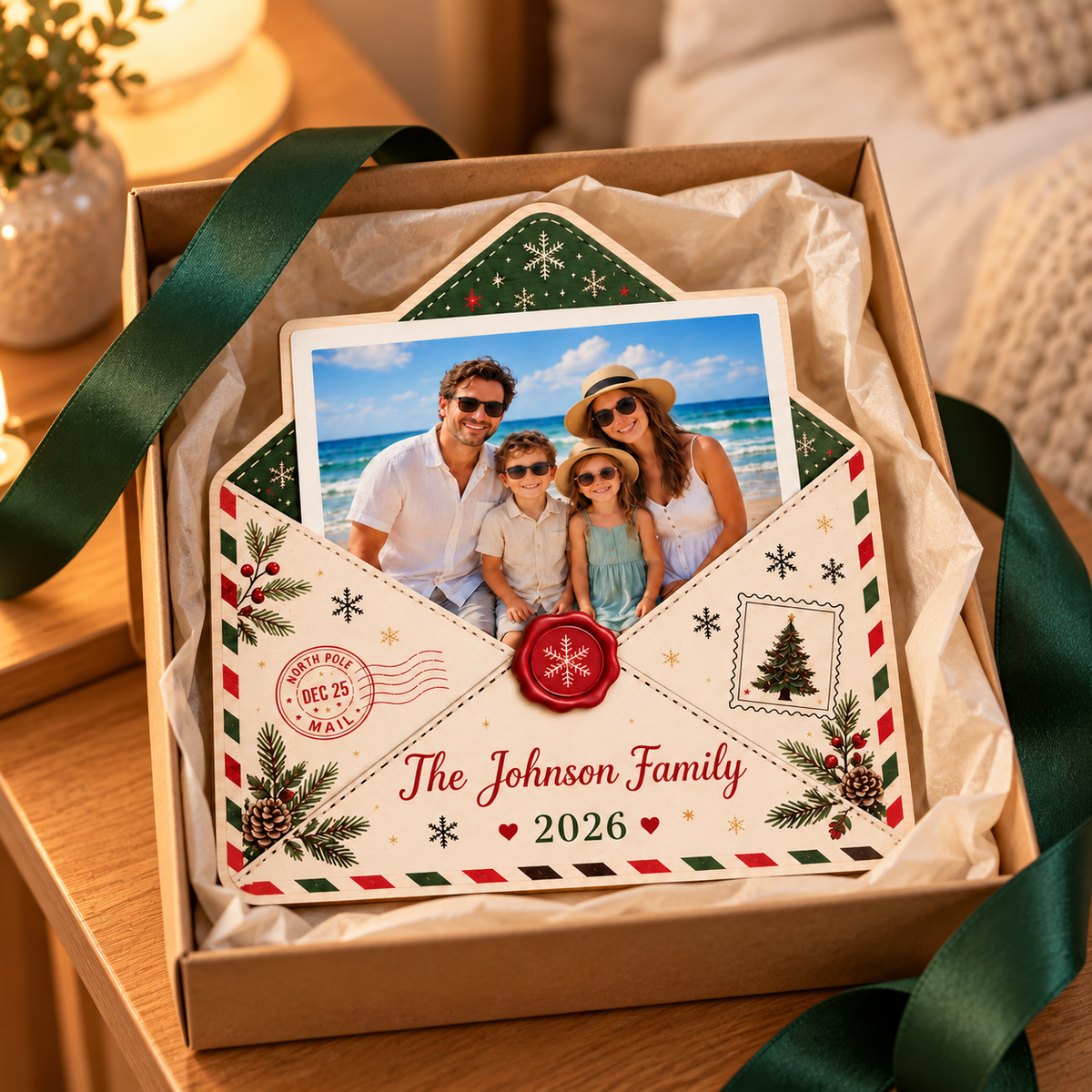 Personalized Christmas Envelope Wooden Block, Custom Photo North Pole Plaque, 2D Flat Holiday Keepsake Gift 03e90271-62c1-4b3c-b8a1-e879dde9944a-Family-holiday-photo-mail-plaque-3.png